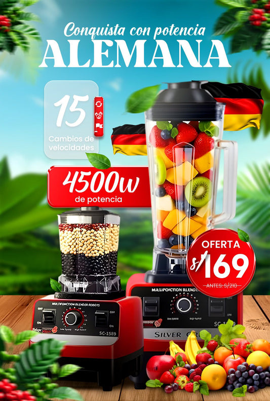 LICUADORA MULTIFUNCIONAL SILVER CREST DE 15 VELOCIDADES, 4500 W, 2 EN 1